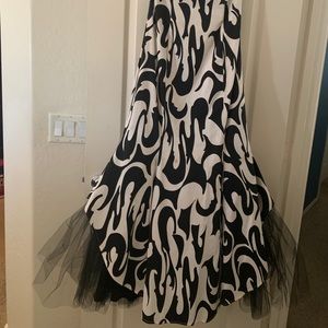 Beautiful black and white strapless evening gown